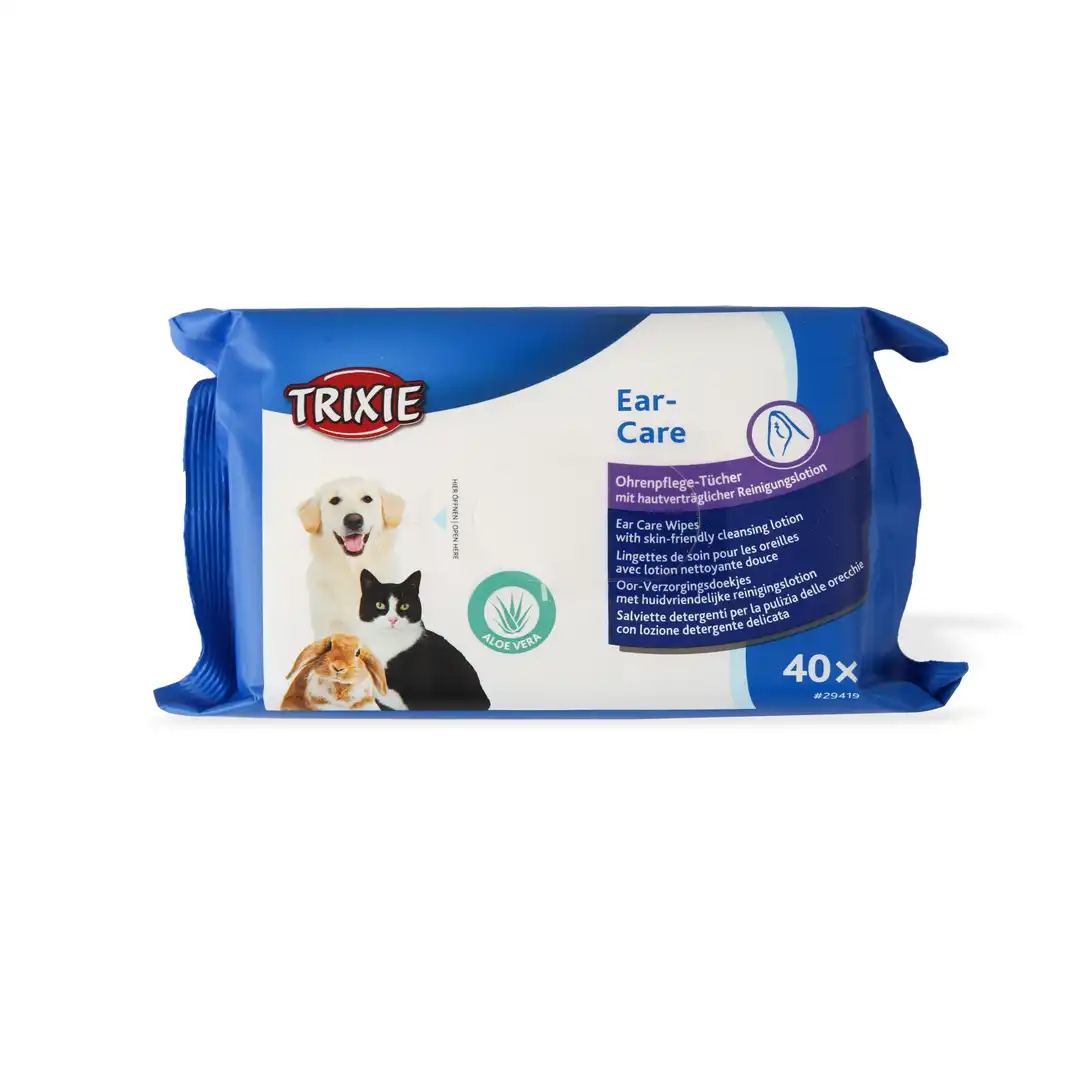 Trixie, Peceta të lagura për kujdesin e veshëve, aloe vera, 40 copë