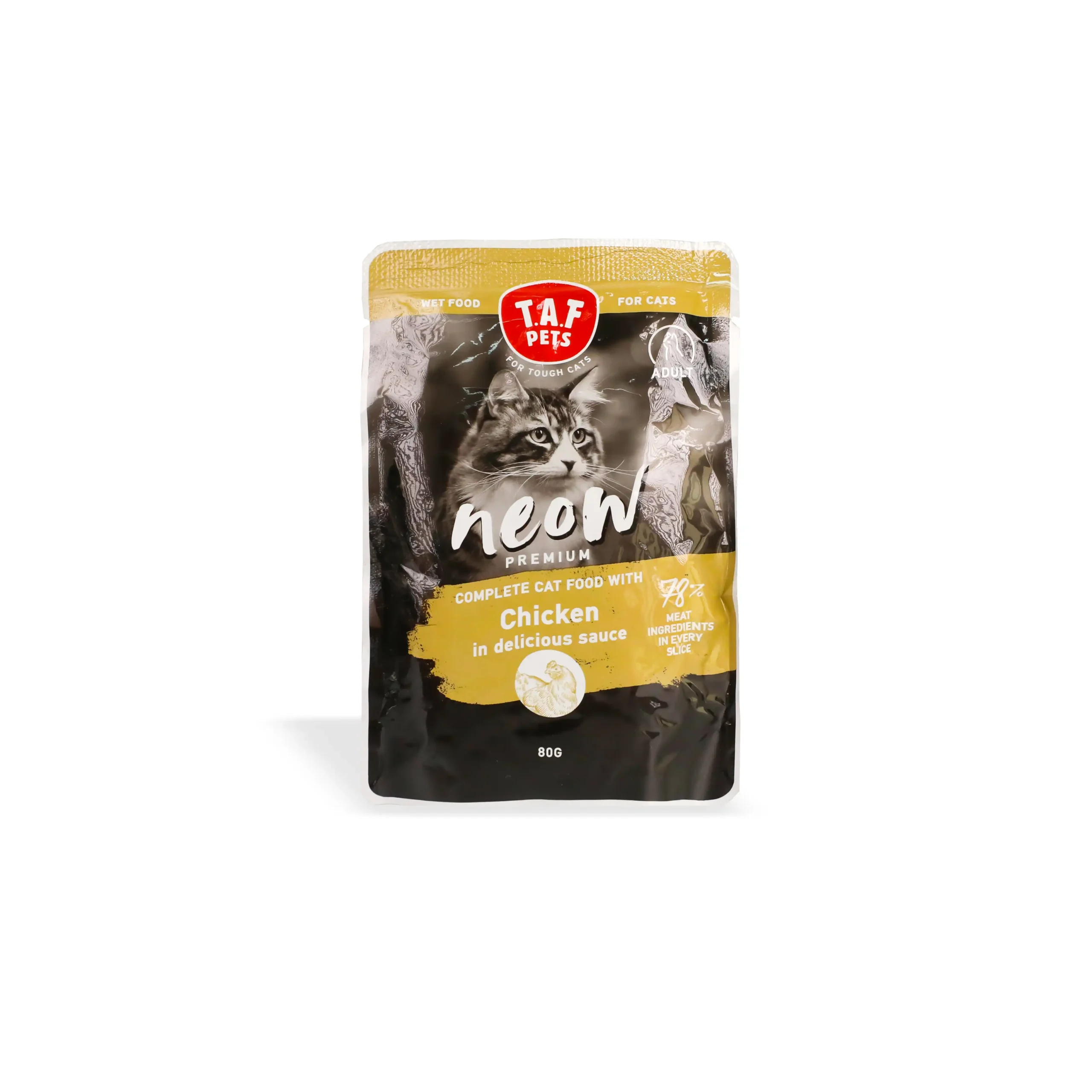 T.A.F PETS, Neow, Ushqim i lëngshëm për mace, pulë, 80 g