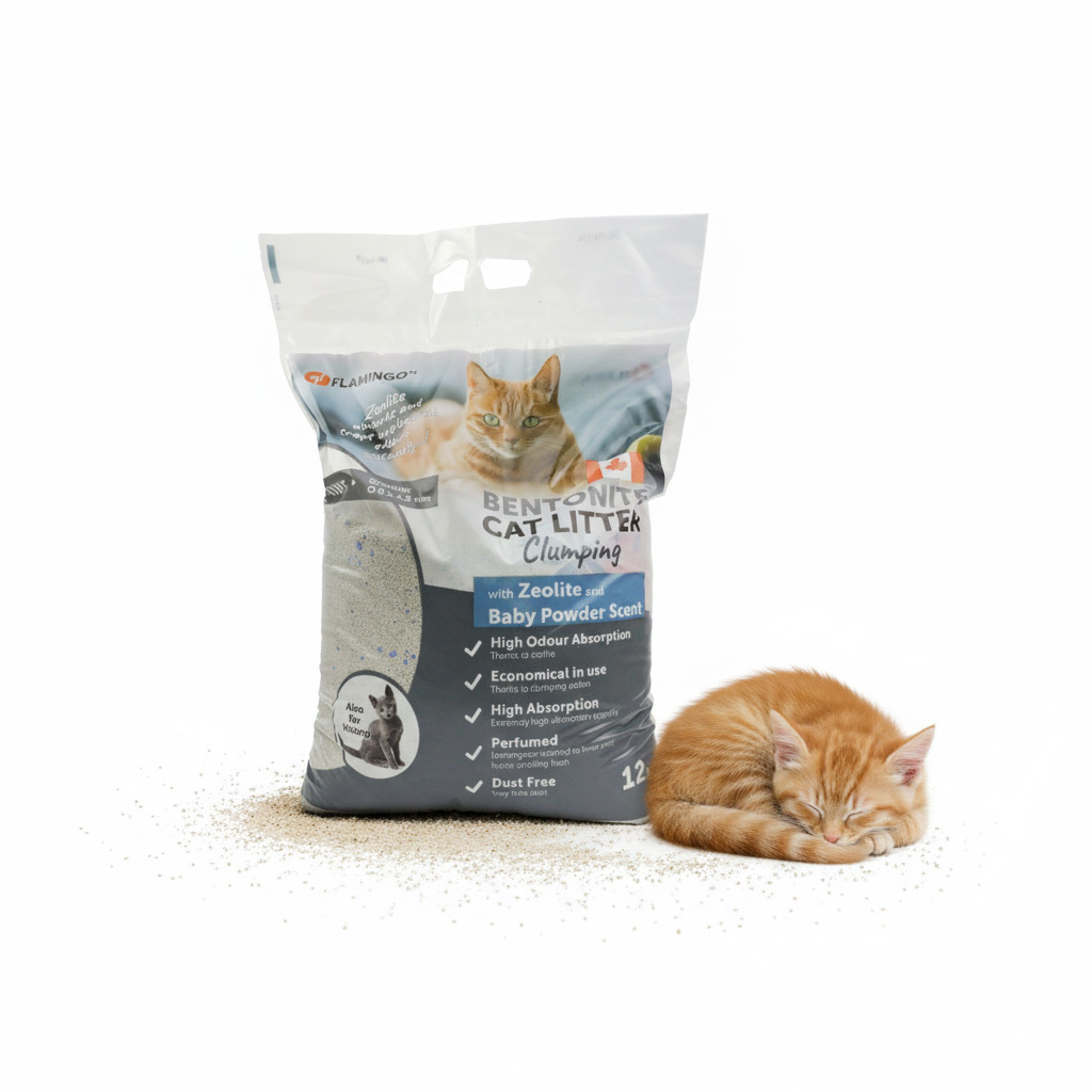 Flamingo, Bentonite, Rërë për mace, aromë pudre, 12 kg