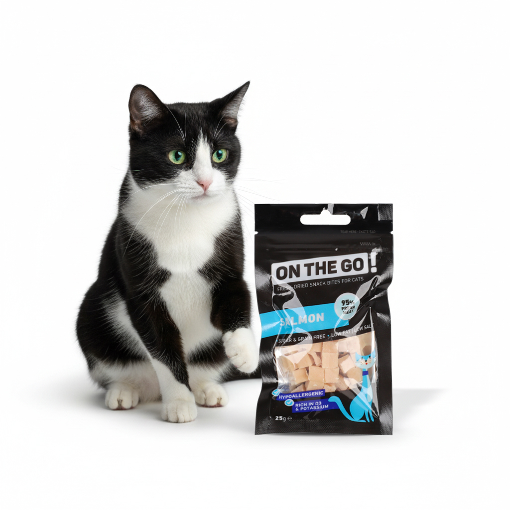 On the Go, Shpërblime për mace me shije salmoni, 25 g