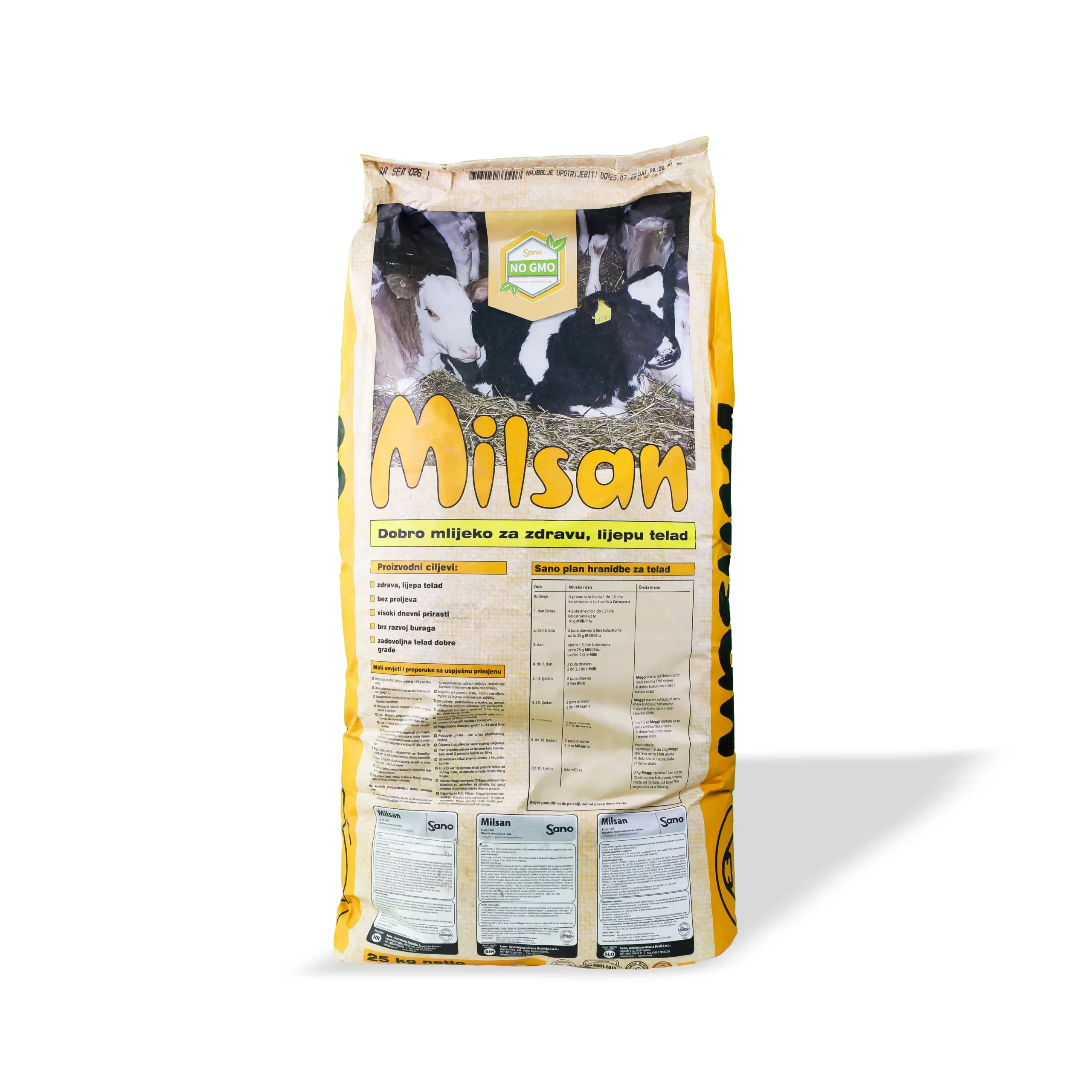 Sano, Milsan, Qumësht pluhur për viça, 25 kg