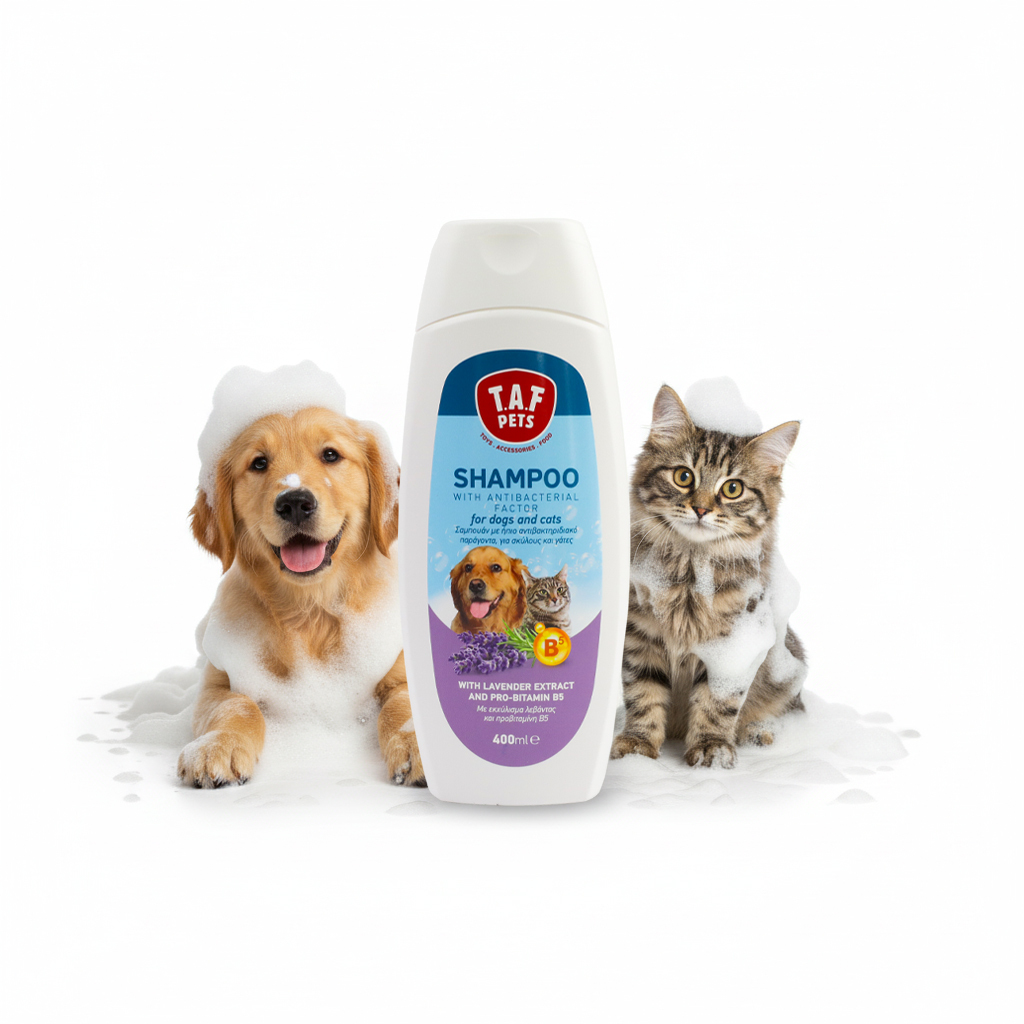 T.A.F PETS, Shampo për qen dhe mace me faktor antibakterial, livandë & vitaminë B5, 400 ml