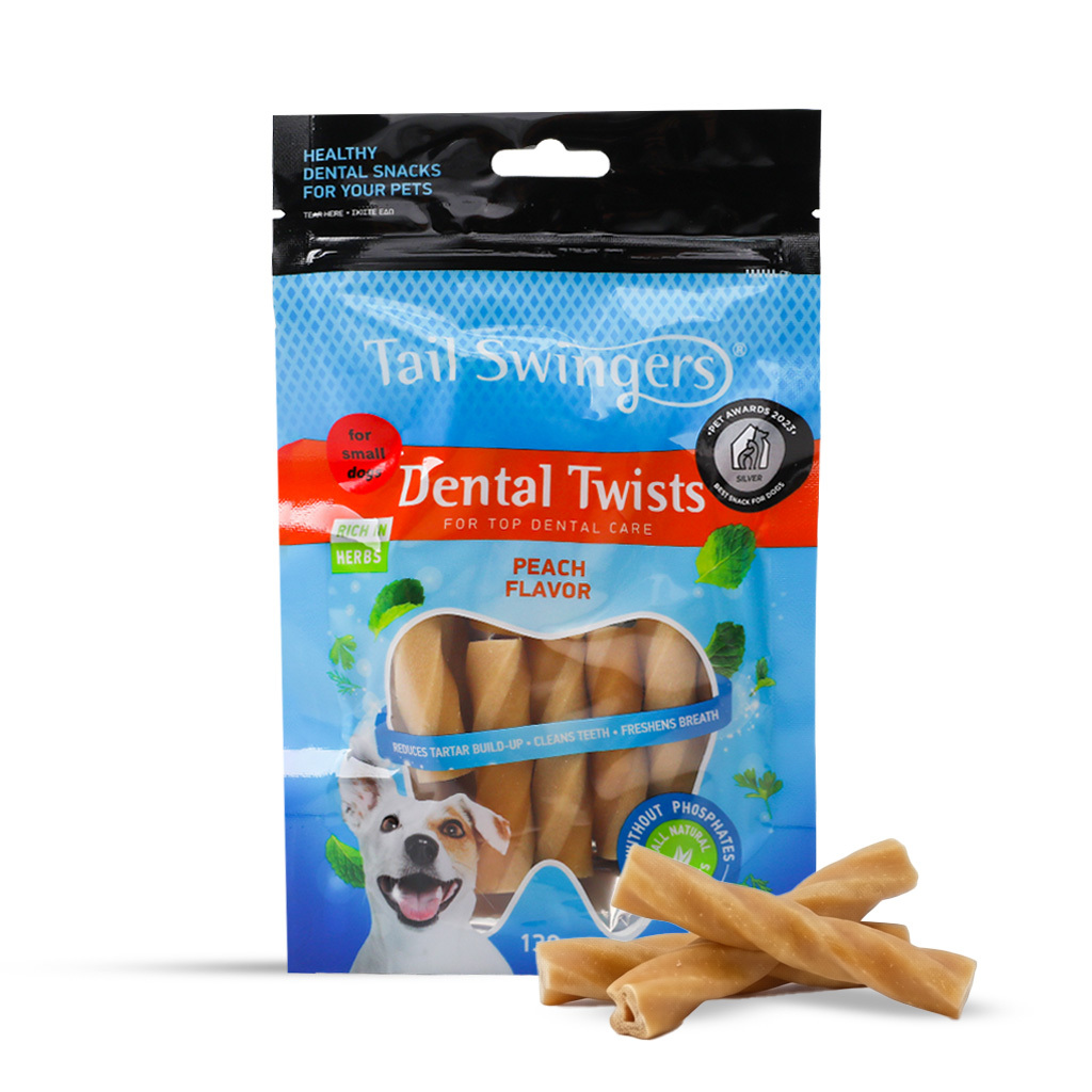 Tail Swingers, Shkopinj dentar për qen të vegjël me shije pjeshke, 130 g